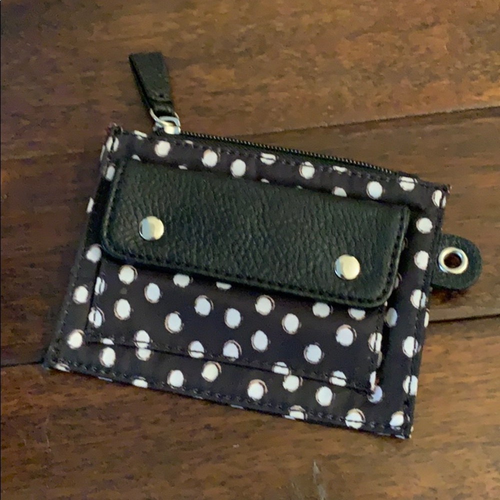 Tyler Rodan Black and White polka dot zip pouch